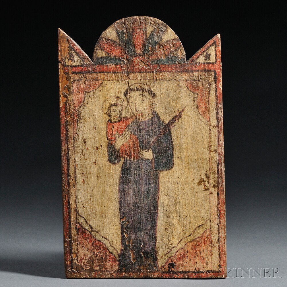 Appraisal: Southwest Polychrome Carved Wood Retablo c th century San Antonio