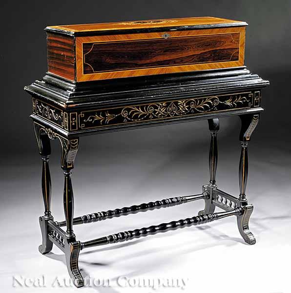 Appraisal: A Fine Continental Inlaid Eight Air Cylinder Music Box on