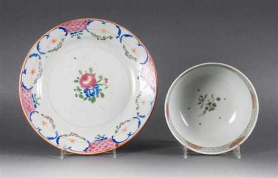 Appraisal: Chinese Export grisaille and rouge-de-fer porcelain bowl and a similar