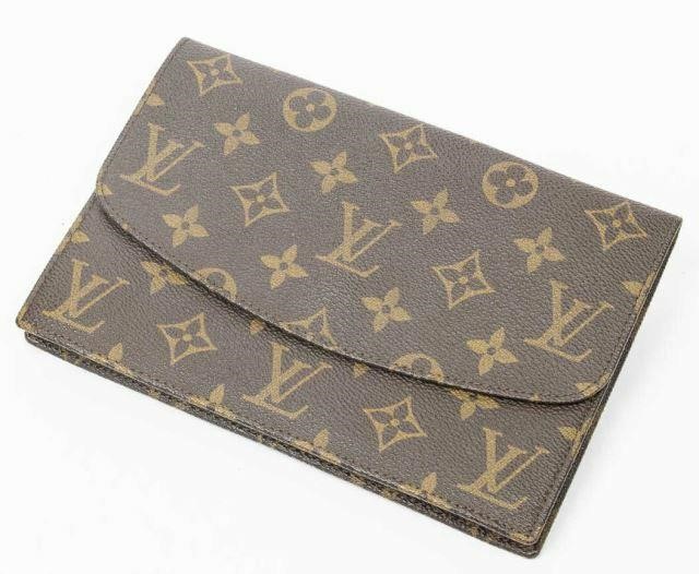 Appraisal: Louis Vuitton envelope wallet in monogram coated canvas with brass