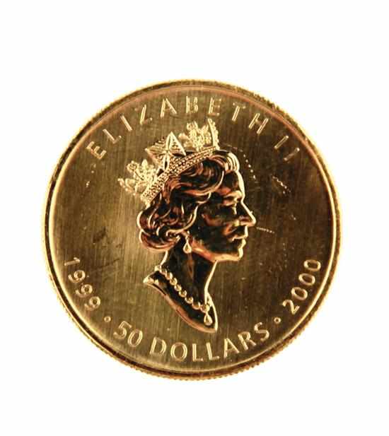 Appraisal: Canadian Gold Maple Leaf coin obverse with portrait of Queen