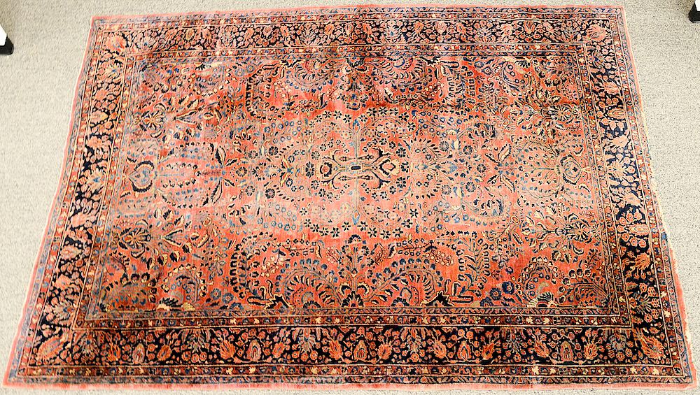 Appraisal: Sarouk Oriental carpet end fraying ' x ' Sarouk Oriental