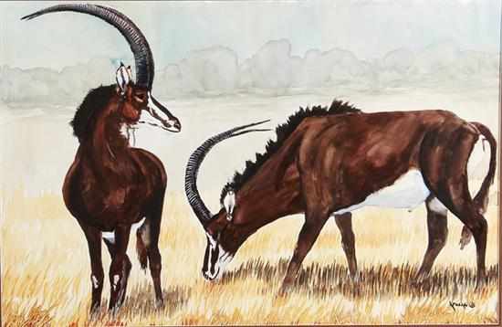 Appraisal: Bruce W Krucke South Carolina b SABLE ANTELOPE IN GRASS