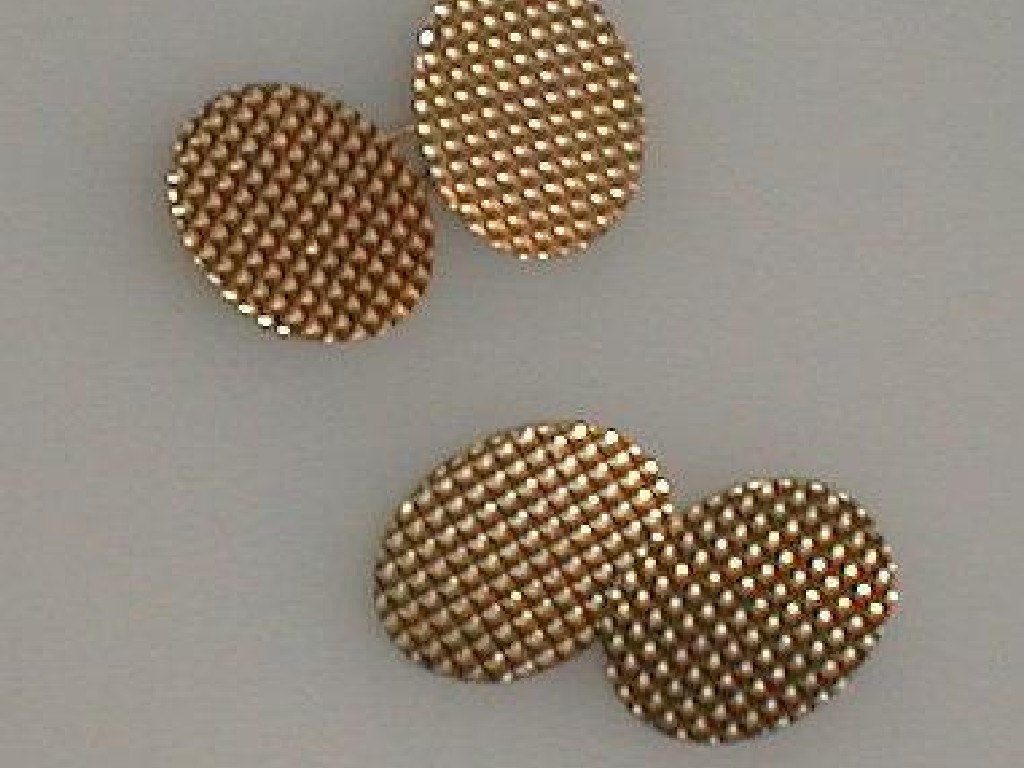 Appraisal: A pair of ct gold cuff links double oval on