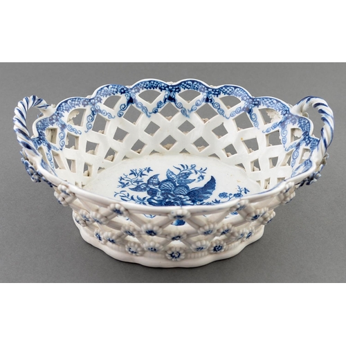 Appraisal: A Caughley blue and white basket c - transfer printed