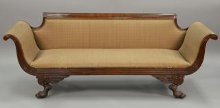 Appraisal: Federal mahogany paw foot sofa circa lg in Federal mahogany