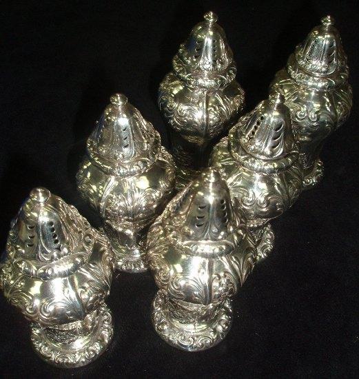 Appraisal: A set of six casters marked sterling of vase shape