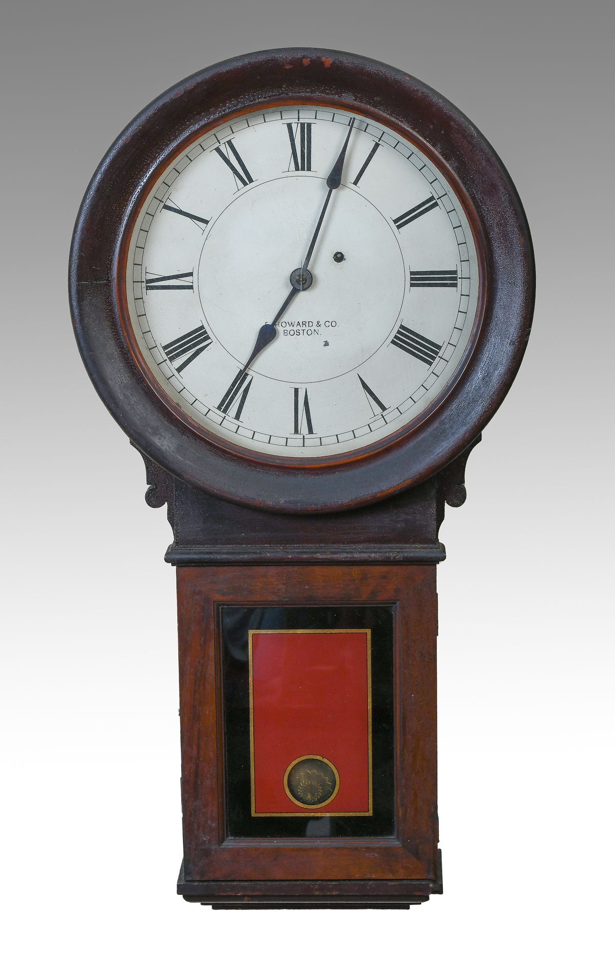 Appraisal: E HOWARD CO REGULATOR WALL CLOCK E Howard Company mahogany