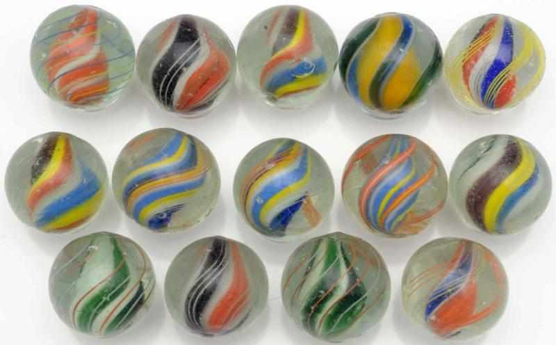 Appraisal: Lot of Solid Core Swirl Marbles Includes multicolored solid core