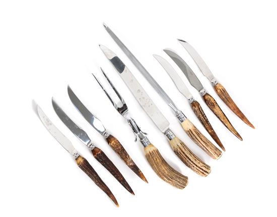 Appraisal: Sale Lot A Hasselbring Stainless Steel and Antler Carving Set