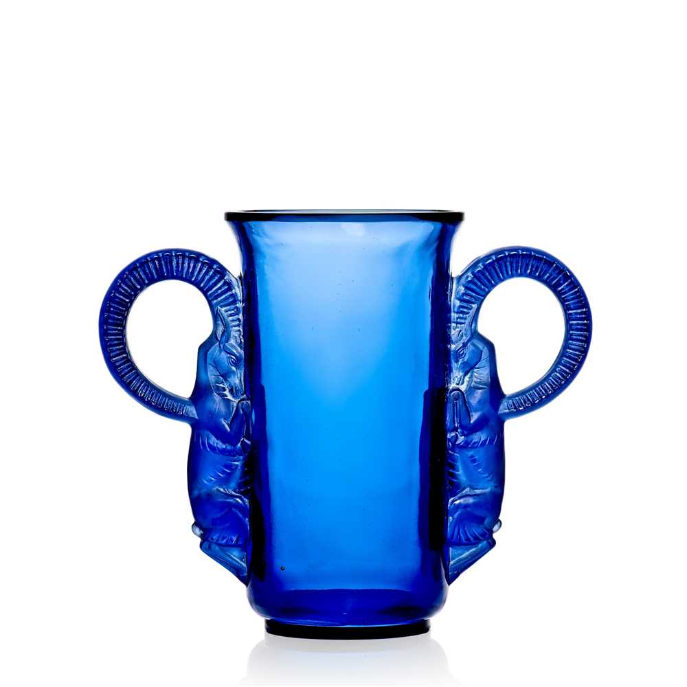 Appraisal: REN LALIQUE FRENCH - THIBET VASE NO designed cobalt blue