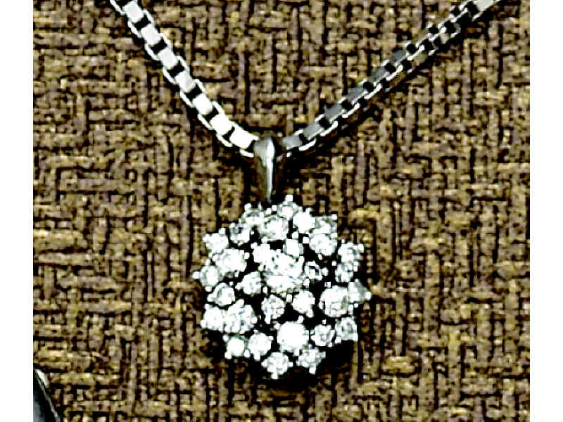 Appraisal: DIAMOND CLUSTER PENDANT k white gold diamond cluster pendant with