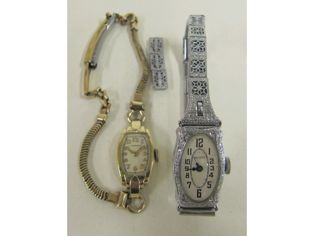 Appraisal: Lot comprising a ladies ct white gold plated Bulova wrist