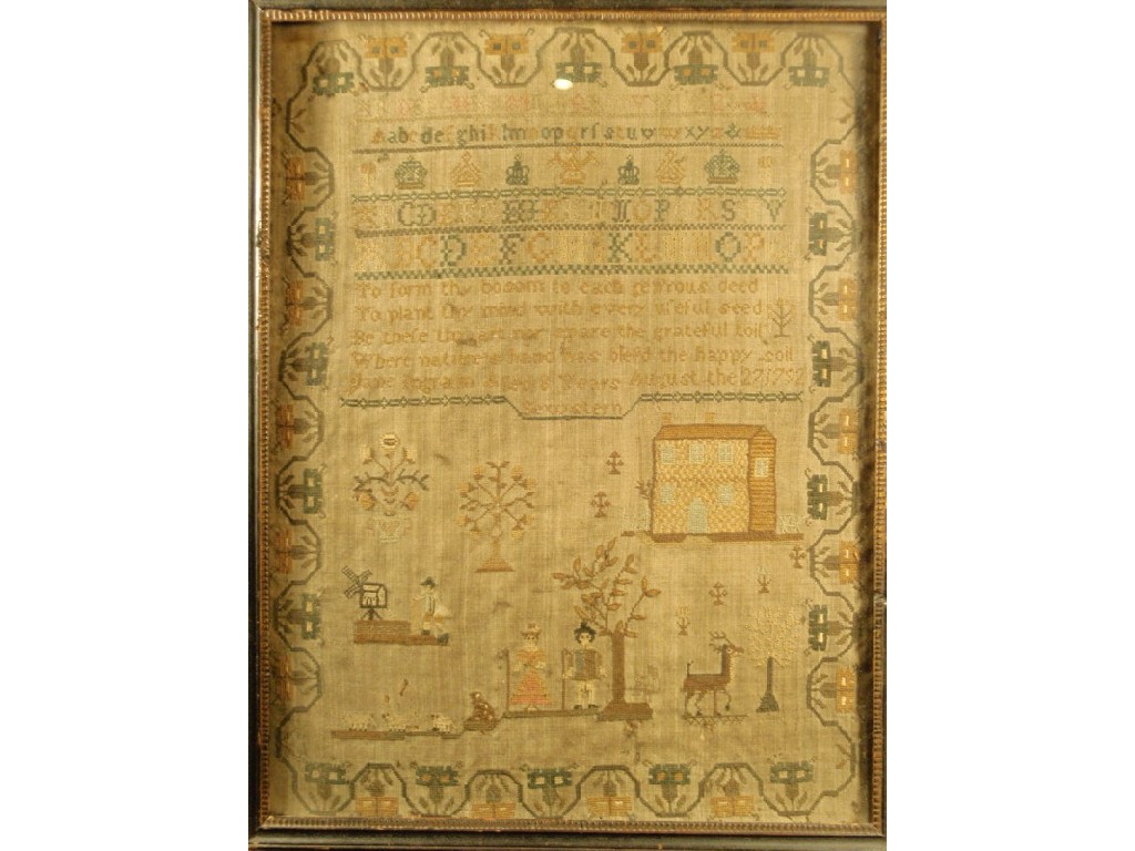 Appraisal: A George III needlework sampler worked by Jane Ingram aged