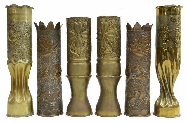 Appraisal: lot of French WWI-era trench art vases fashioned from artillery