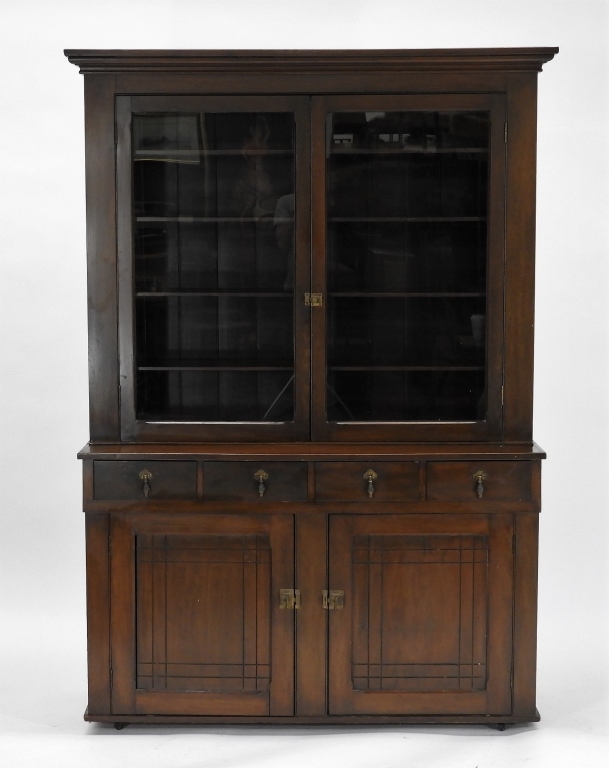 Appraisal: C VICTORIAN BLACK WALNUT STEP BACK CABINET United States Circa