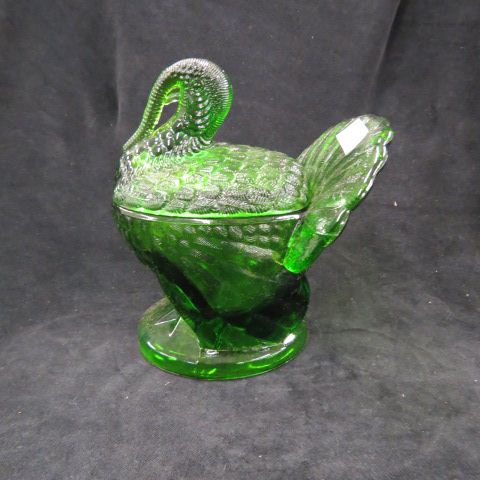 Appraisal: Green Figural Glass Turkey Jar excellent