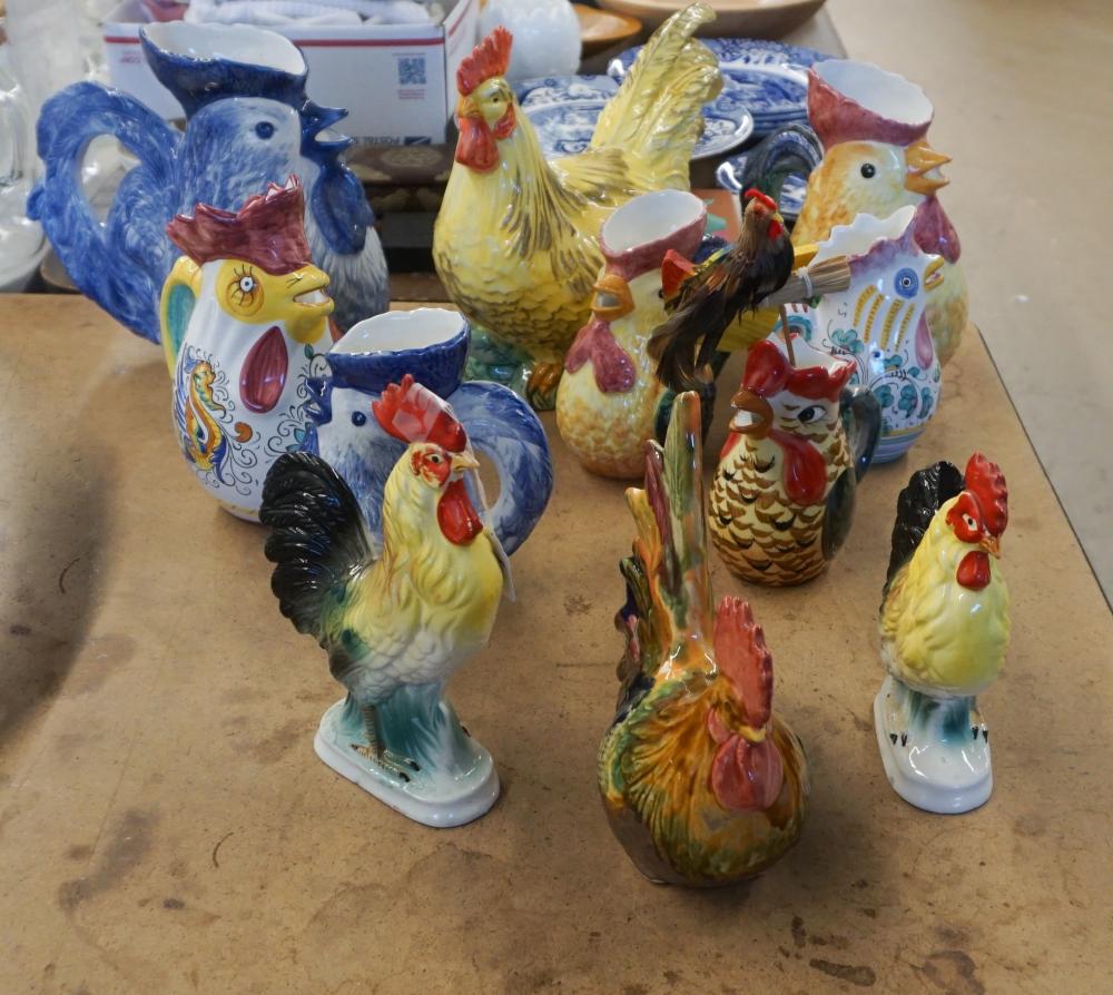 Appraisal: Eleven Ceramic Rooster Form Pitchers and Garnitures