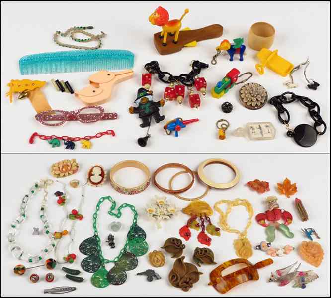 Appraisal: COLLECTION OF EARLY PLASTIC AND CELLULOID JEWELRY Comprised of bracelets