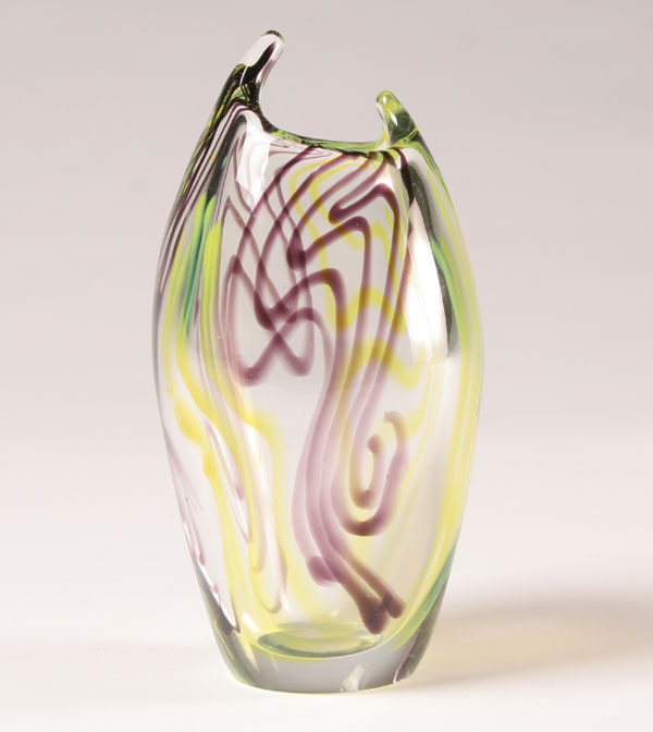 Appraisal: Murano abstract sommerso swirl art glass vase H Very good