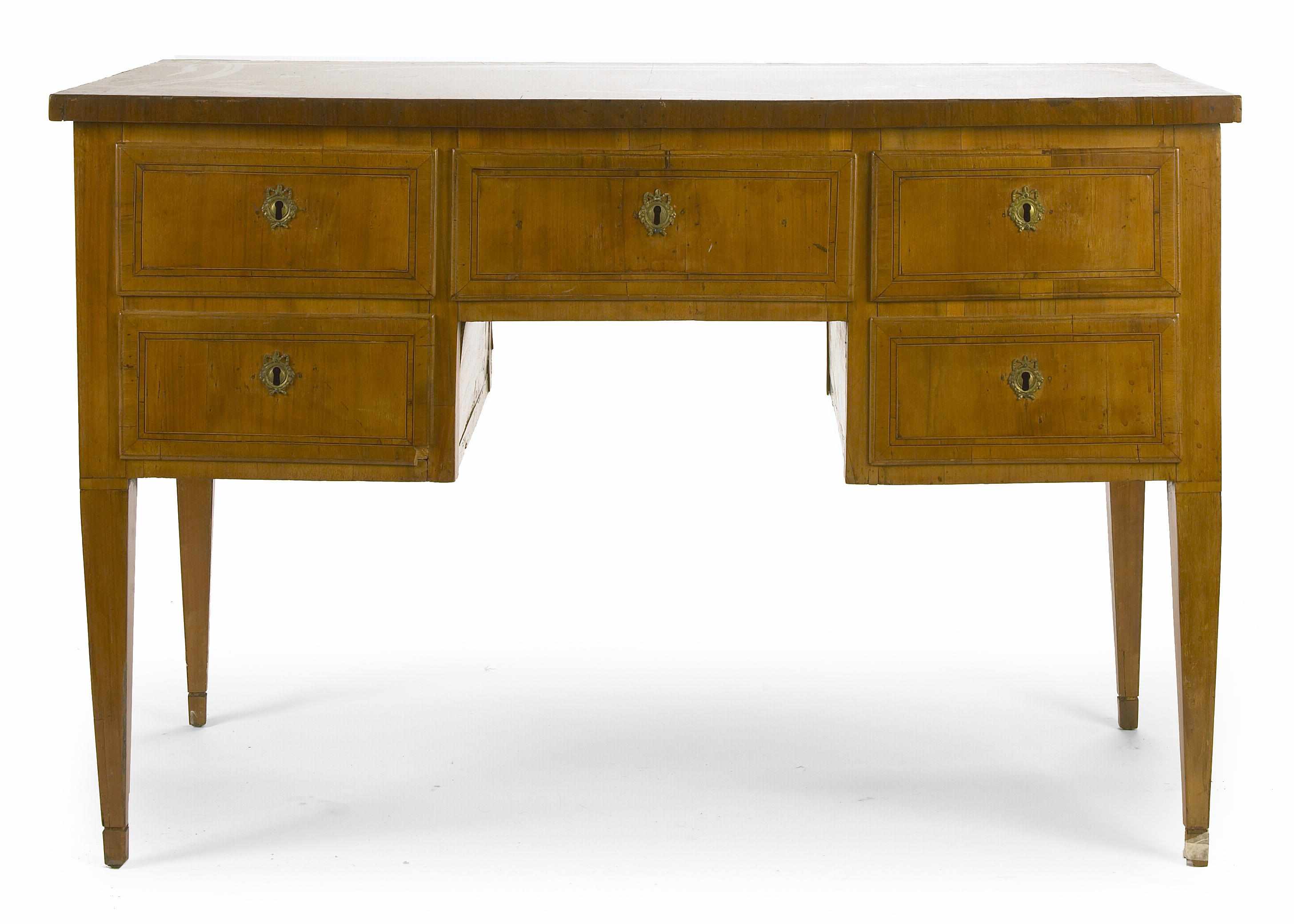 Appraisal: An Italian Neoclassical walnut kneehole desk height in width in