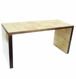 Appraisal: Contemporary Parchment Style Console Contemporary celluloid veneered console table L