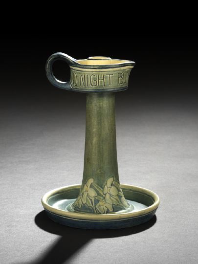 Appraisal: Fine Newcomb College Pottery Vellum-Glazed Motto Chamberstick potted by Joseph