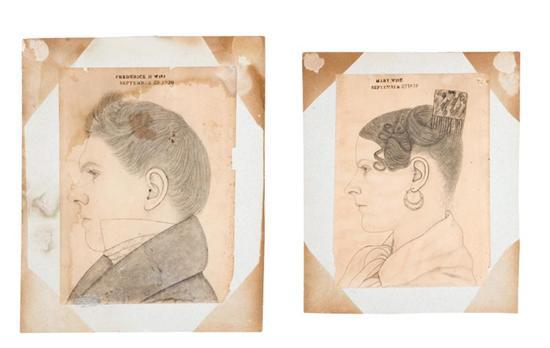 Appraisal: PAIR OF PORTRAITS ATTRIBUTED TO ROBERT SEEVERS OHIO B Pencil