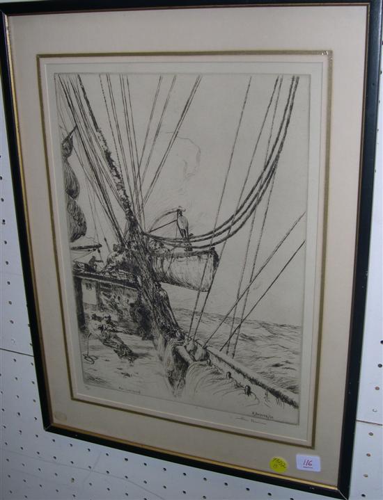 Appraisal: Arthur Briscoe - etching ''Man Overboard'' numbered LL signed LR