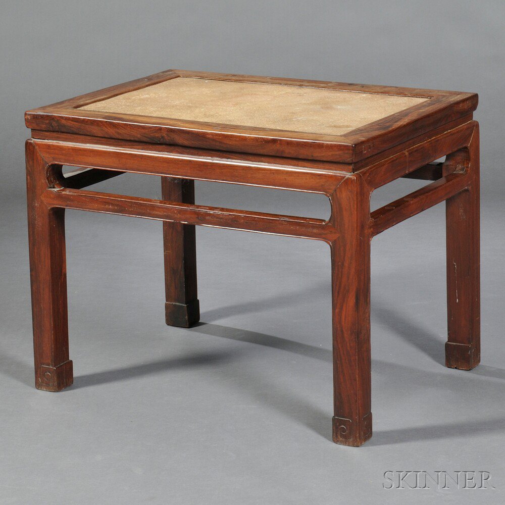 Appraisal: Stool China hardwood mat seat set in a squared frame