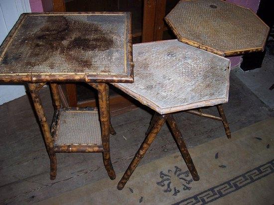 Appraisal: A bamboo framed side table the square top on four