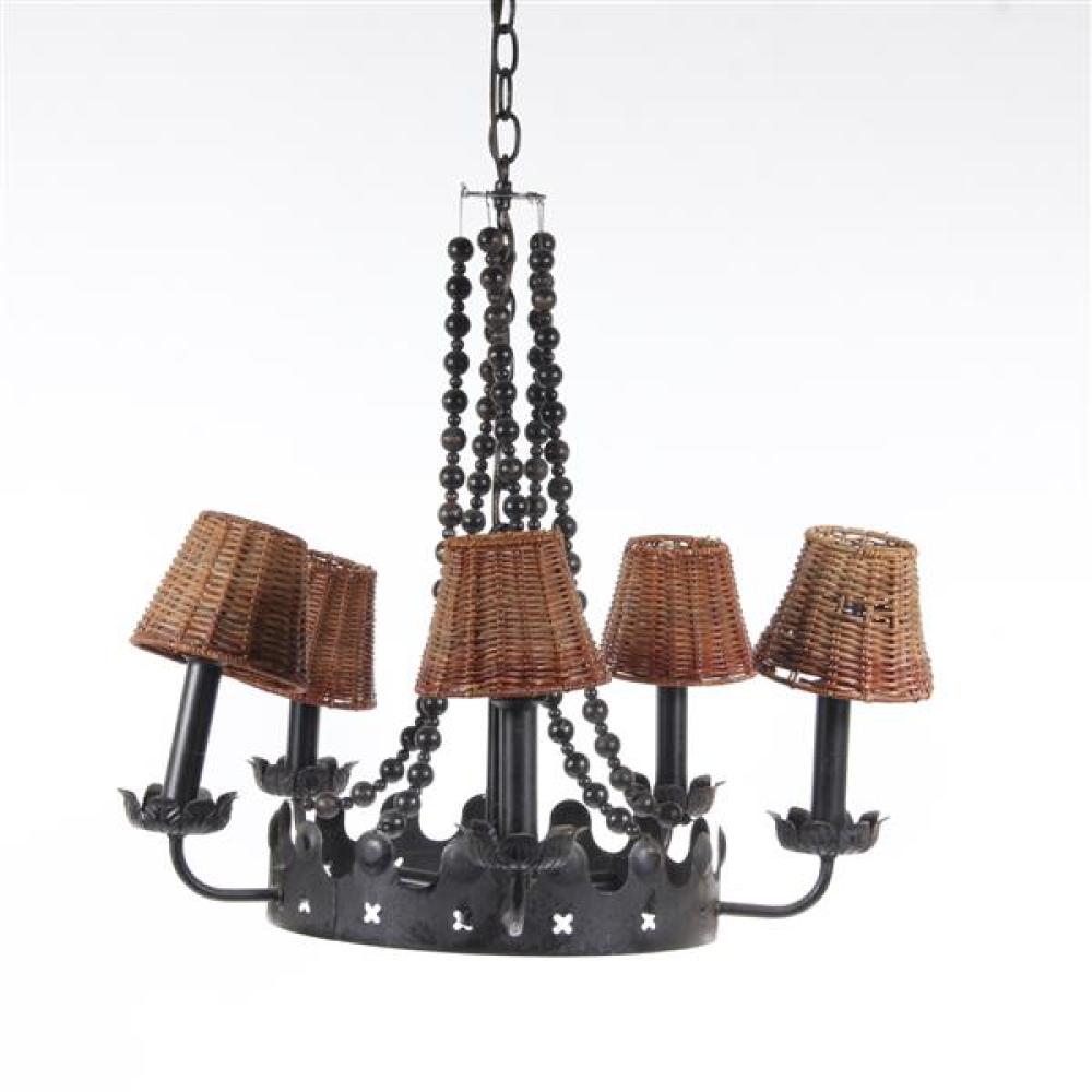 Appraisal: CAST IRON CANDLE LIGHT PETITE GOTHIC STYLE CHANDELIER Cast iron