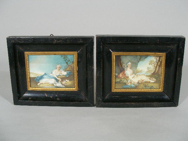 Appraisal: Pair of Miniature Paintings both are watercolor on early celluloid