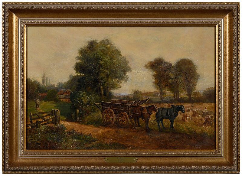 Appraisal: E Dyer British th th century Hay Harvesting signed lower