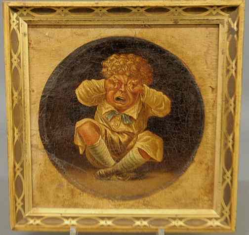 Appraisal: Victorian oil on canvas caricature painting of a crying child