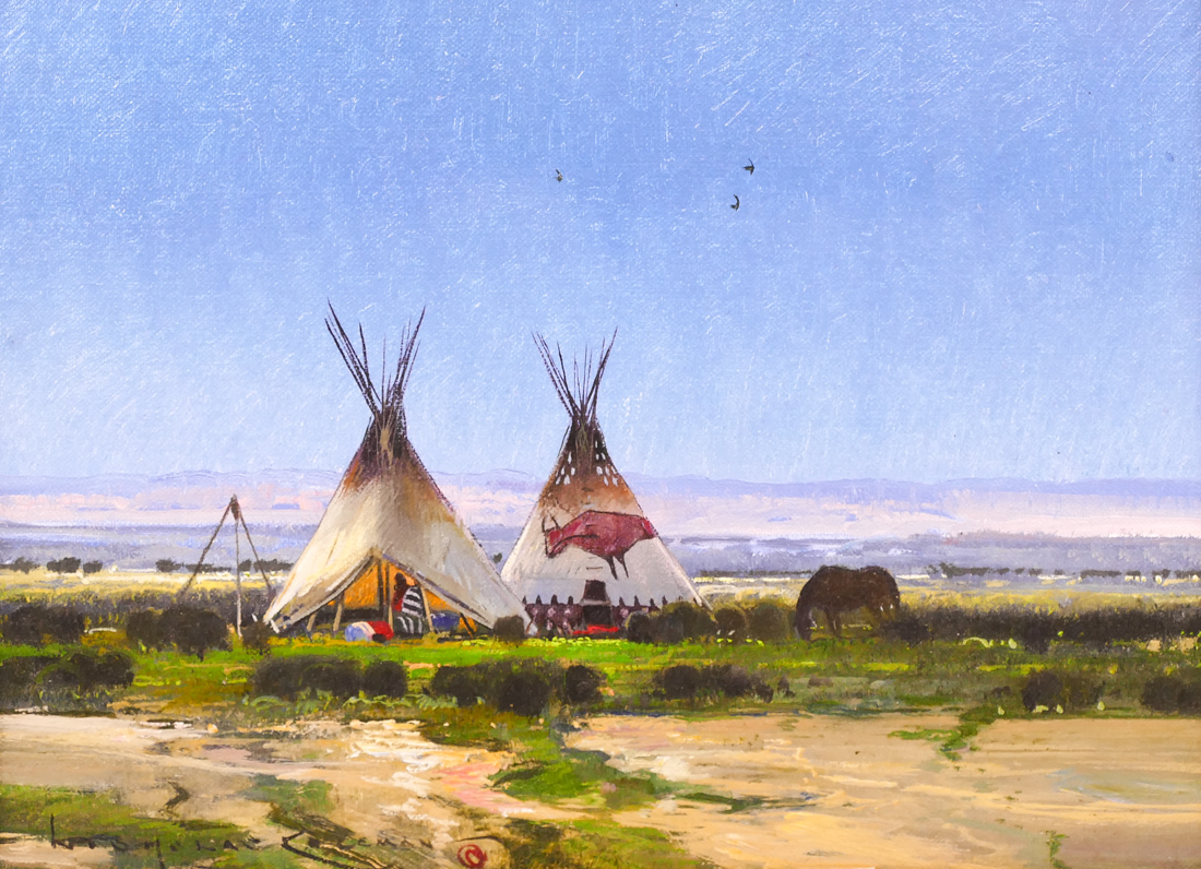 Appraisal: Nicholas Coleman b Utah ''Summer Camp in the Badlands'' Oil