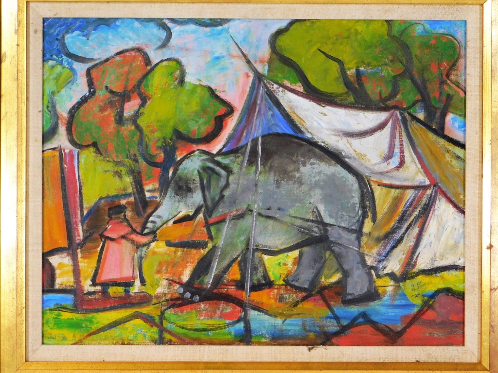 Appraisal: GRACE PAULL O B FAUVIST CIRCUS ELEPHANT PAINTING Grace PaullNew