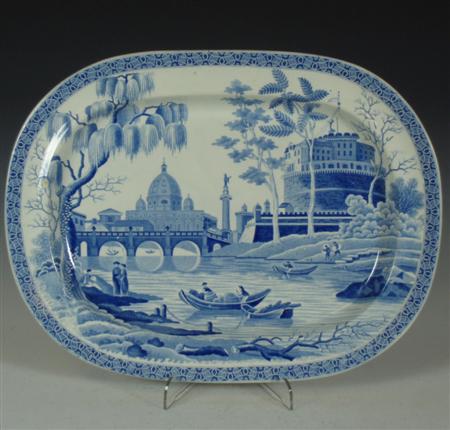 Appraisal: A Spode blue printed 'Tiber' pattern ashet of oblong form