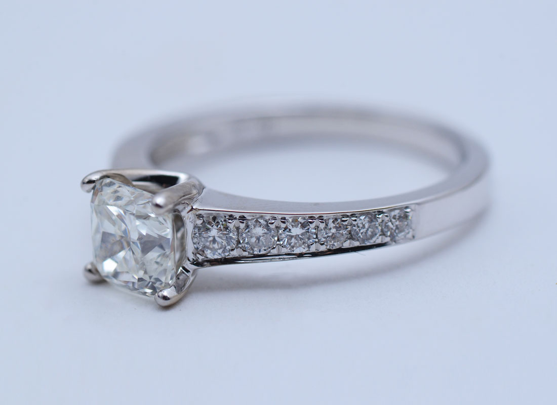 Appraisal: ELEGANT K DIAMOND RING CT cushion modified brilliant cut diamond