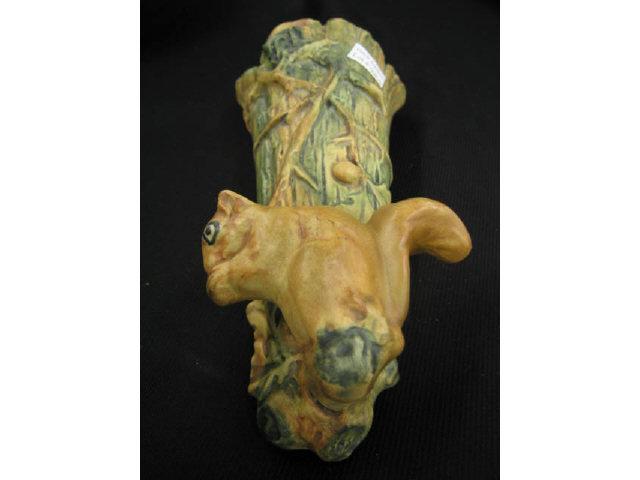 Appraisal: Weller Art Pottery Woodcraft Wall Pocket with figural squirrel oak