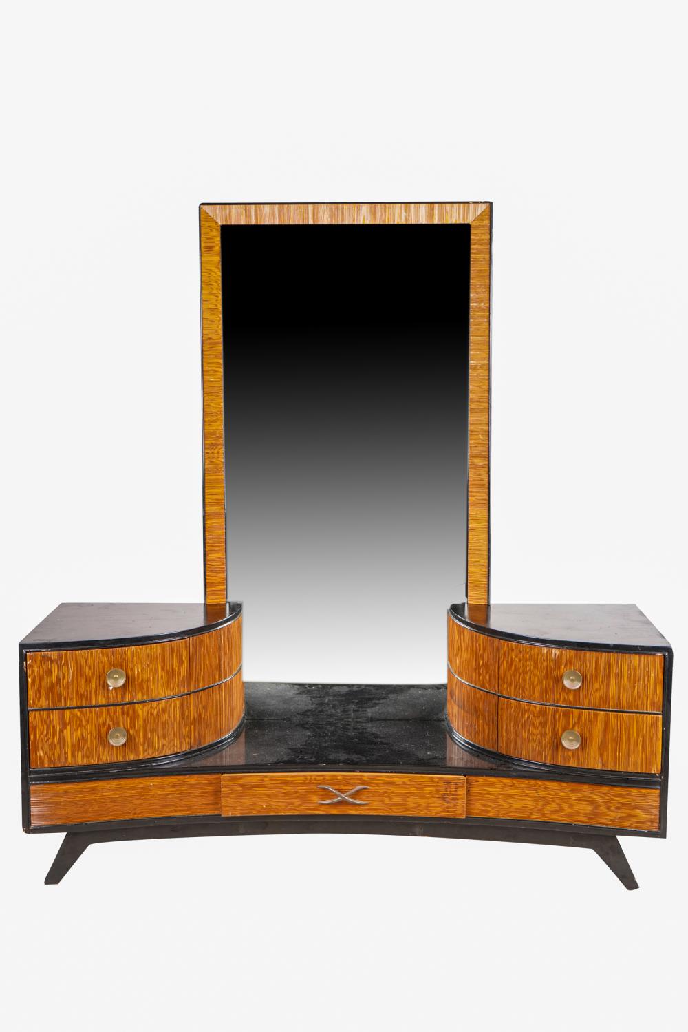 Appraisal: PAUL FRANKL - FOR BROWN SALTMAN VANITYblack-lacquered wood and combed