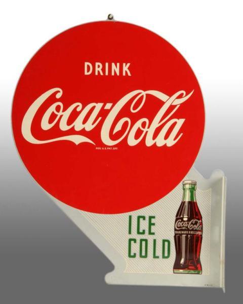 Appraisal: Tin Coca-Cola Ice Cold Flange Sign Description Includes original iron