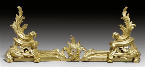 Appraisal: FIREPLACE ORNAMENT Louis XV style Paris Gilt bronze and iron