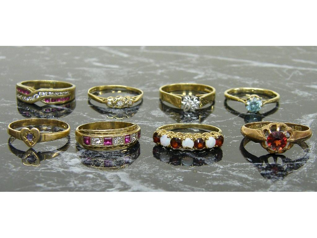 Appraisal: Eight assorted ct stone set dress rings