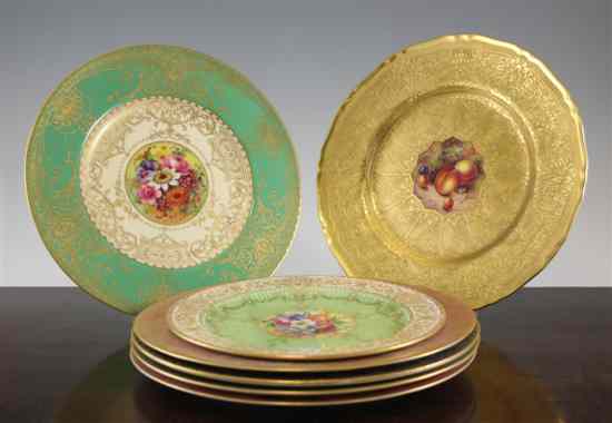 Appraisal: Seven Royal Worcester floral painted cabinet plates first half of