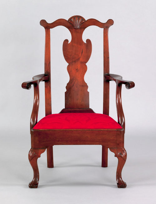 Appraisal: Delaware Valley Queen Anne walnut armchair ca with a shell