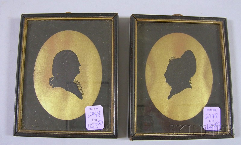 Appraisal: Pair of Framed Silhouettes of George and Martha Washington on