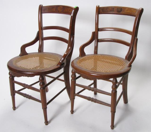 Appraisal: Set of Six Victorian Cane Seat Chairs with hip rests