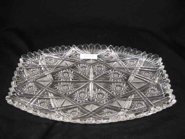 Appraisal: Cut Crystal Dresser Tray starburst and diamond point designs ''