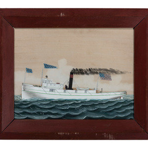 Appraisal: James Lynn American - Steamer on Lake Michigan watercolor and